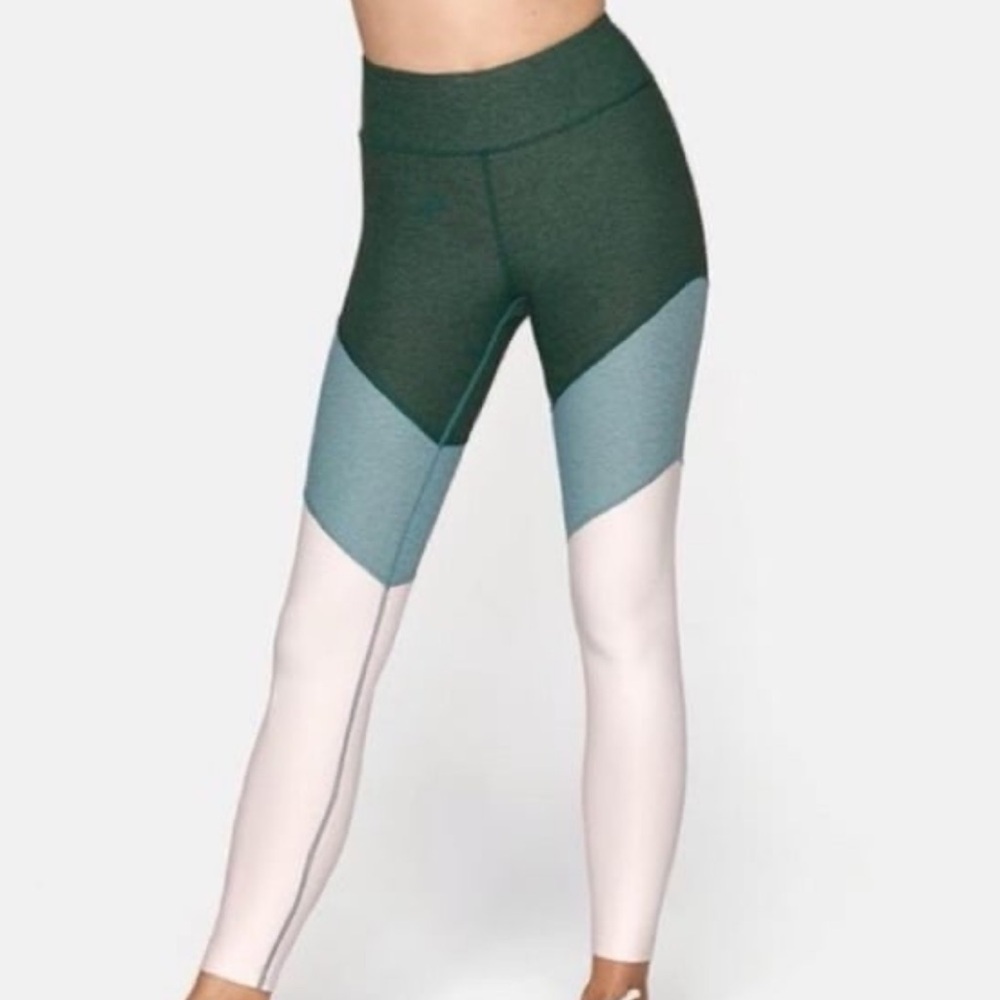 Outdoor Voices Colorblock 7/8 Warmup Leggings Green Blue Pink Size Small